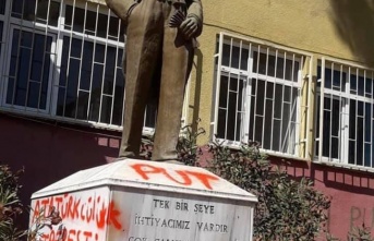 Büyük önder Atatürk'ün büstüne çirkin saldırı